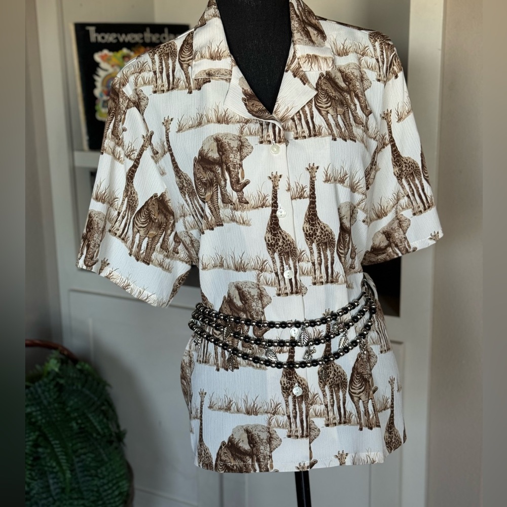 Vintage BonWorth Safari Animal Print Apparel Button Shirt